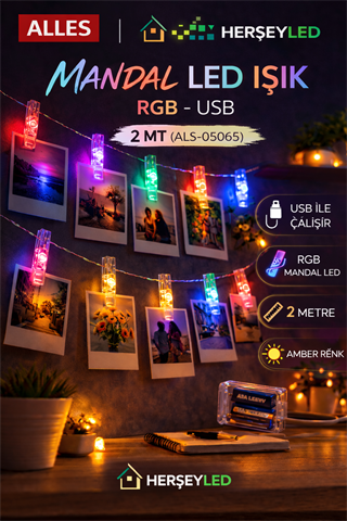MANDAL LED IŞIK RGB - USB 2 MT