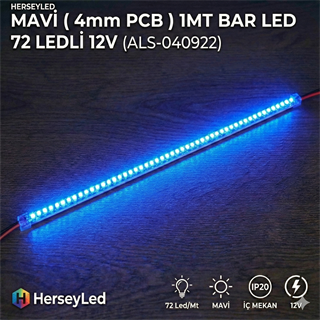 Mavi 4mm 2835 BAR LED 72 LEDLİ 12V