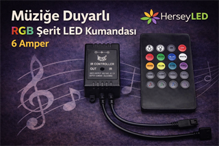 Müziğe Duyarlı  RGB Şerit LED Kumandası 6 Amper