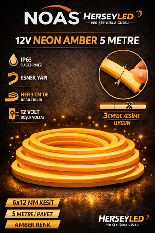 NOAS 12V NEON AMBER 5MT / PAKET 6X12MM YL42-0126