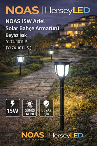 Noas 15W Ariel Solar Bahçe Armatürü Beyaz Işık YL74-1011-S