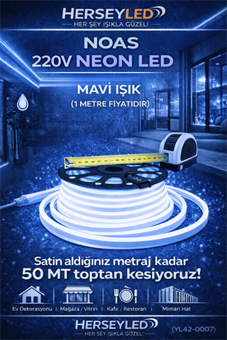 NOAS 220V NEON LED MAVİ 8X16 MM NOAS YL42-0003