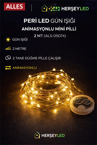 PERİ LED GÜN IŞIĞI ANİMASYONLU MİNİ PİLLİ 2 MT