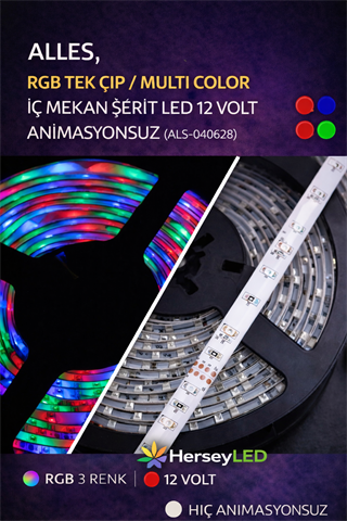 RGB TEK ÇIP MULTI COLOR IÇ MEKAN ŞERIT LED 12 VOLT ANİMASYONSUZ