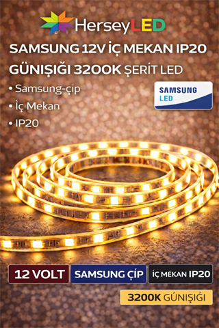 SAMSUNG ŞERİT LED 12V 2835/60 LEDLİ GÜNIŞIĞI İÇ MEKAN IP20  ( 5 Metre/ Paket )