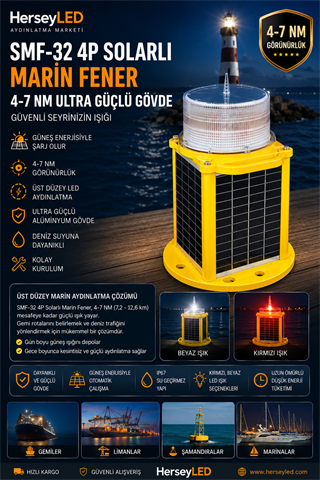 SMF-32 4P SOLARLI MARİN FENER 4-7 NM ULTRA GÜÇLÜ ALİMİNYUM GÖVDE