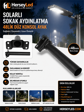 Solarlı Sokak Aydınlatma 48lik düz Konsol Ayak