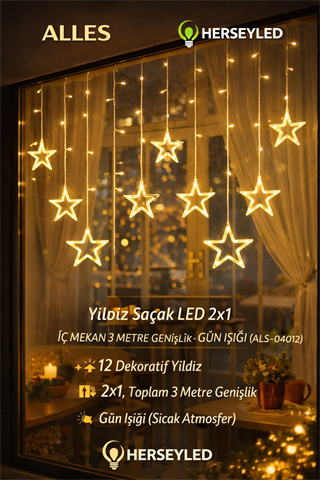 YILDIZ SAÇAK LED 2X1 -GÜN IŞIĞI - 3Metre Genişlik - Eklenebilir