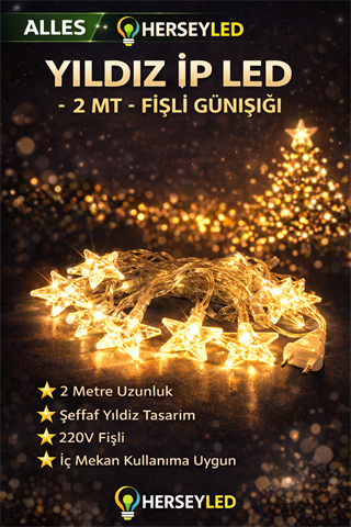 YILDIZLI İP LED 2 METRE FİŞLİ GÜNIŞIĞI