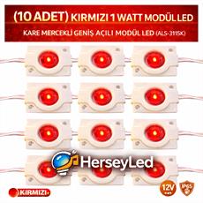 Kırmızı Kare Mercekli Geniş Açılı Modül LED 12V 20 Adet | Homojen