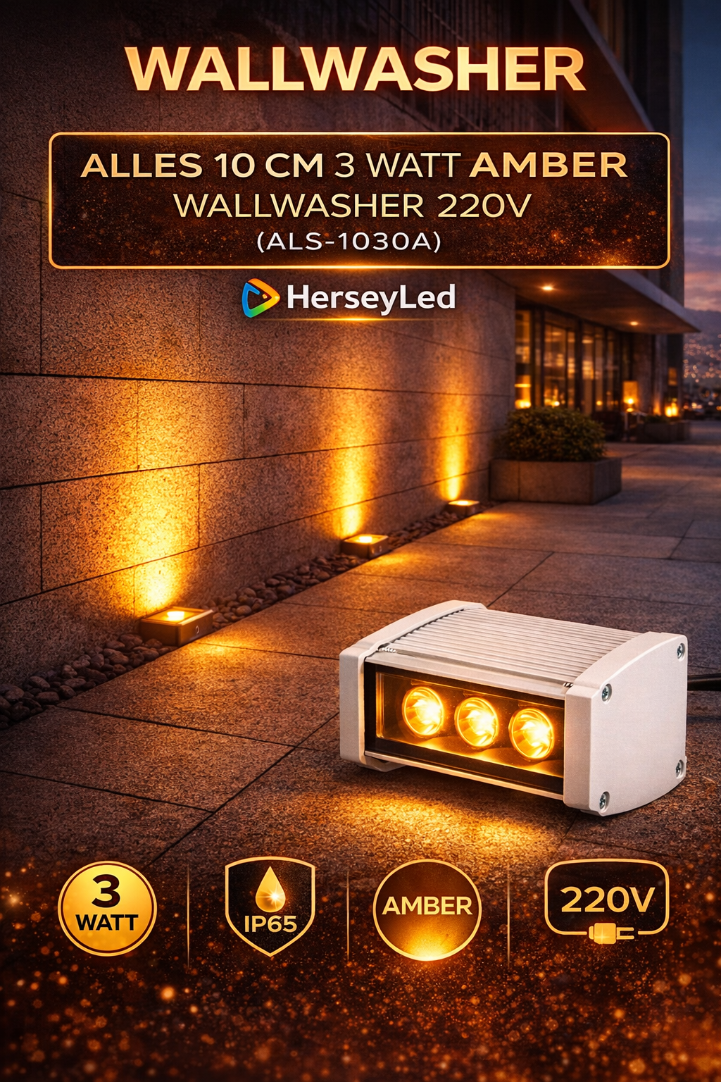 10 CM 3 WATT AMBER SARI WALLWASHER 220V