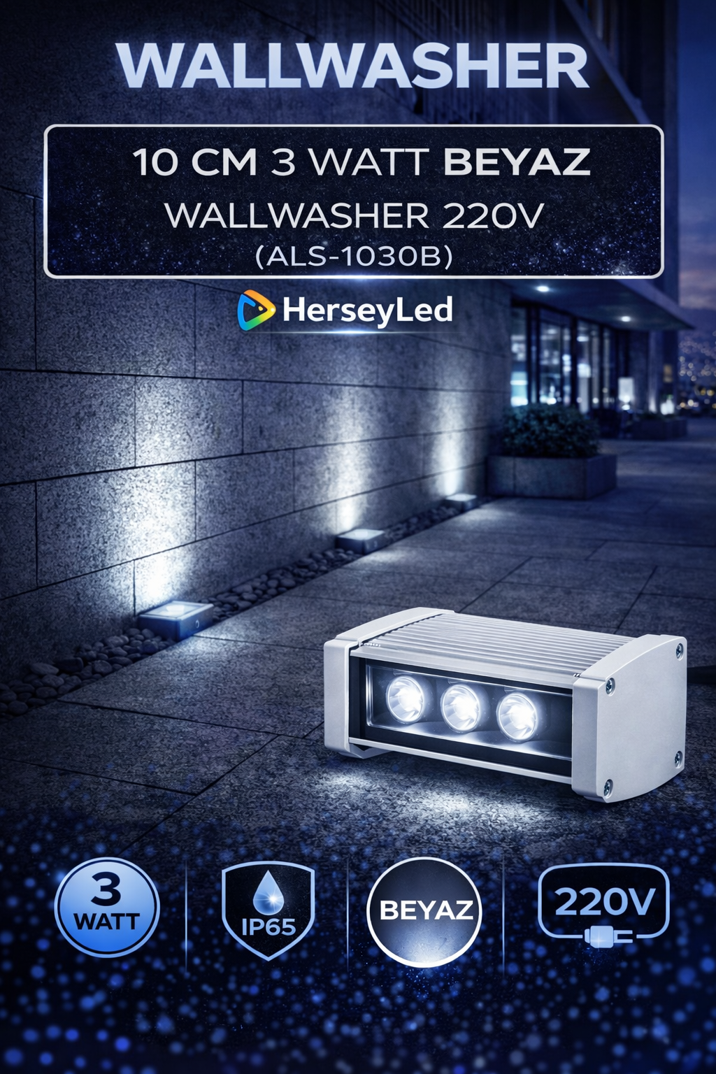 10 CM 3 WATT BEYAZ WALLWASHER 220V