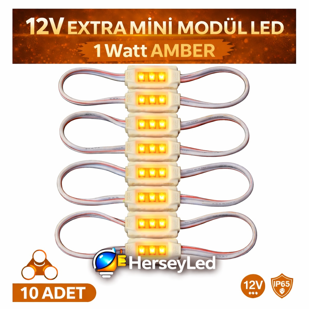 (10ADET) 3014 LEDLİ EKSTRA MİNİ MODÜL AMBER