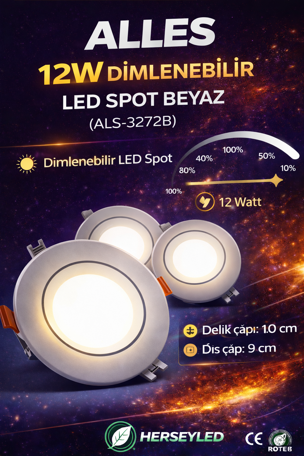 12W DİMLENEBİLİR LED SPOT BEYAZ