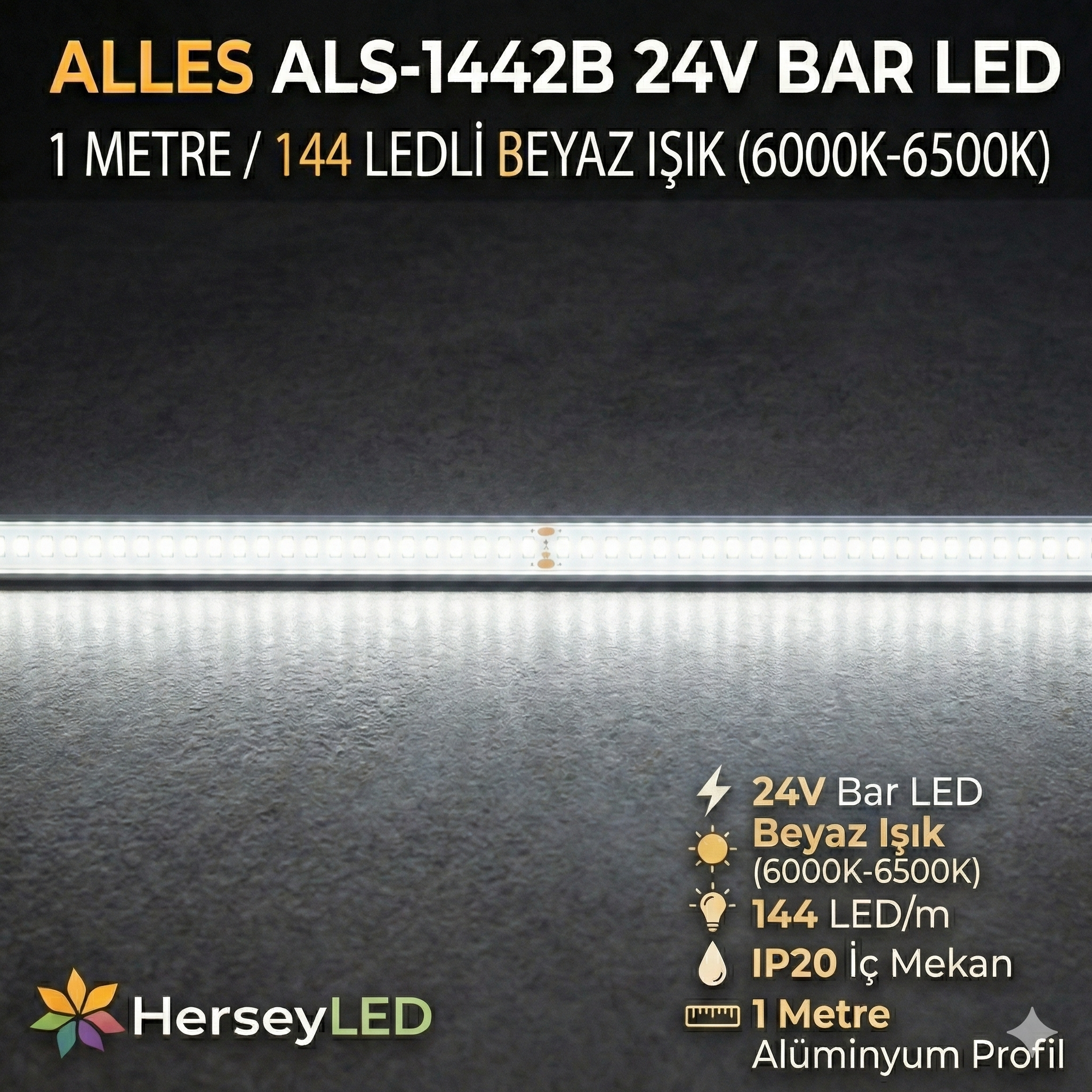 24 VOLT BAR LED 4014/144 LEDLİ ALİMİNYUM ÇUBUK 1MT 144LEDLİ BEYAZ IŞIK