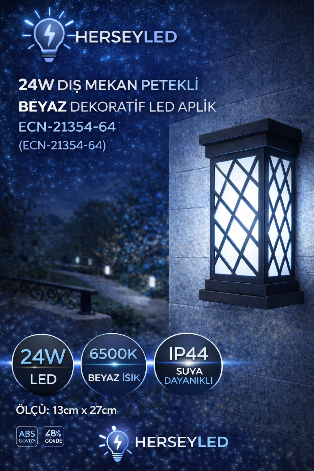 24W DIŞ MEKAN PETEKLİ BEYAZ DEKORATİF LED APLİK ECN-21354-64