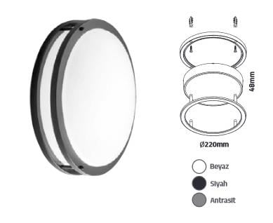 24W SIVA USTU TAVAN ARMATÜRÜ - SİYAH KASA - GÜNIŞIĞI IŞIK - ECN-1950