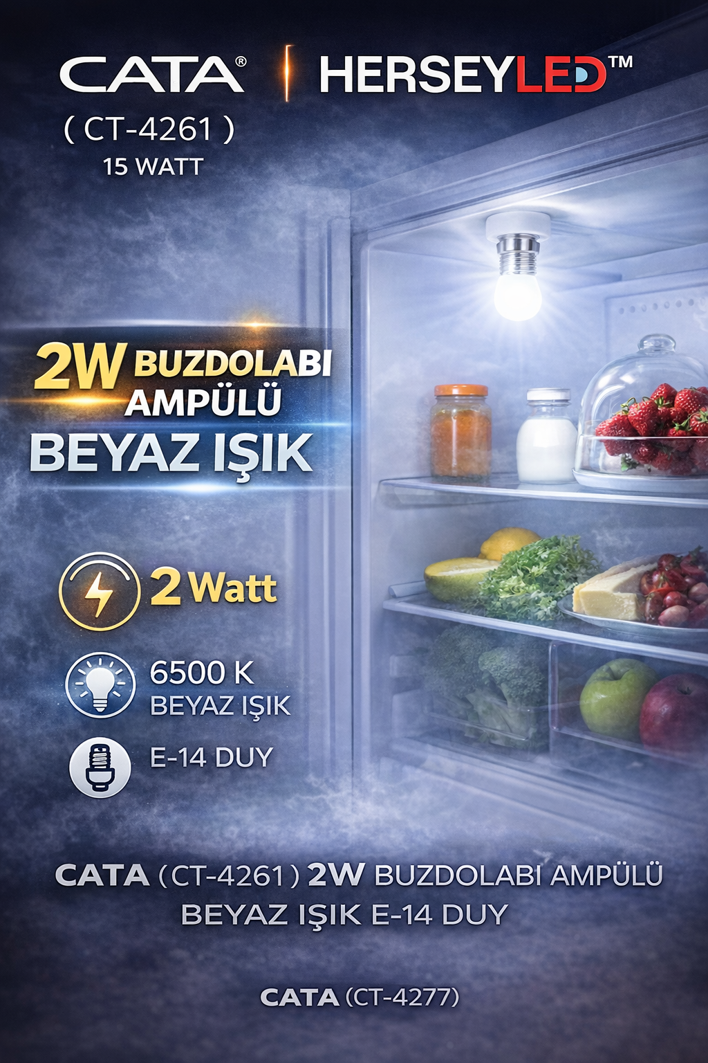 2W BUZDOLABI AMPÜLÜ BEYAZ IŞIK CT-4261 B
