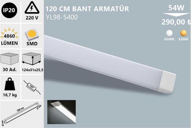 54W IP20 120CM BEYAZ LED BANT ARMATUR 6500K NOAS YL98-5400