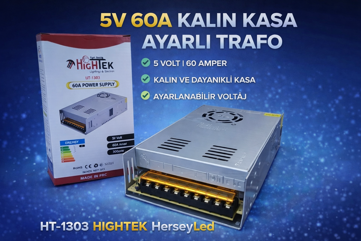 5V 60A KALIN KASA AYARLI TRAFO 300W HT-1303 HIGHTEK