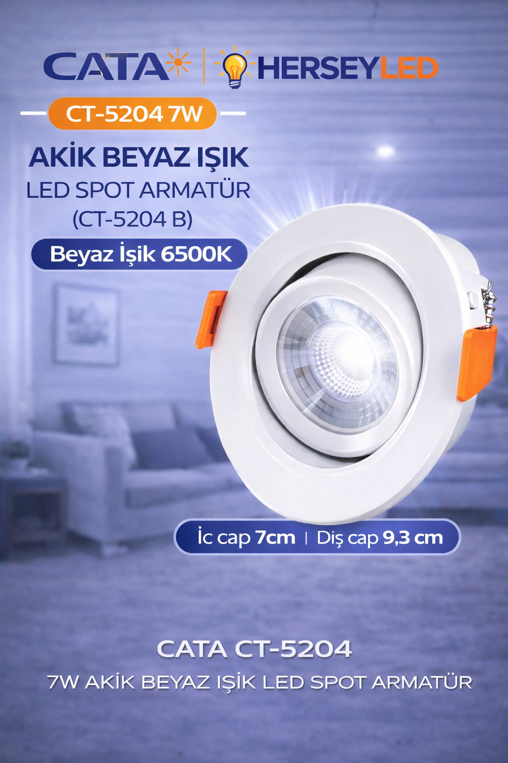 7w Akik Smd Led Armatür 6500K Beyaz Cata CT-5204 B