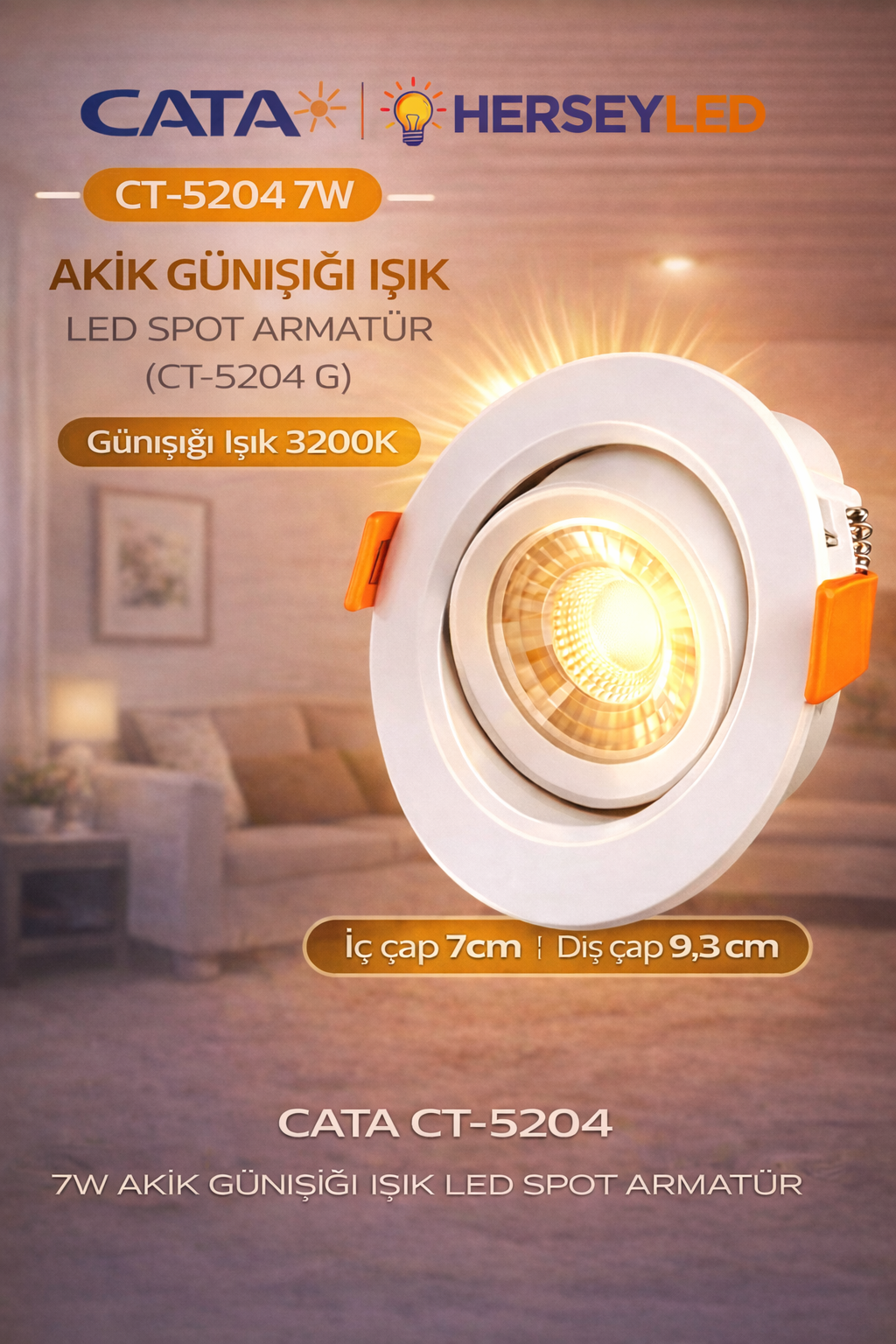 7w Akik Smd Led Armatür GÜNIŞIĞI 3200K Cata CT-5204 G
