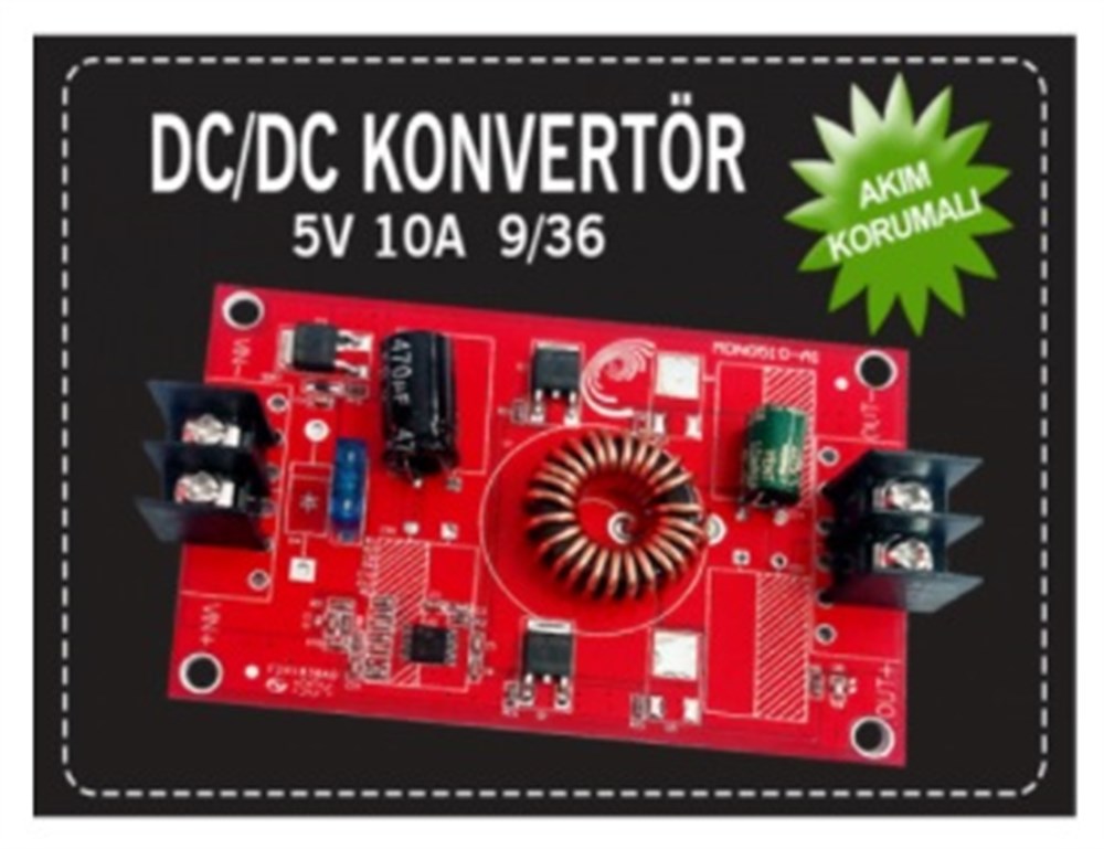 9v/36v - 5v konvertör 10 Amper