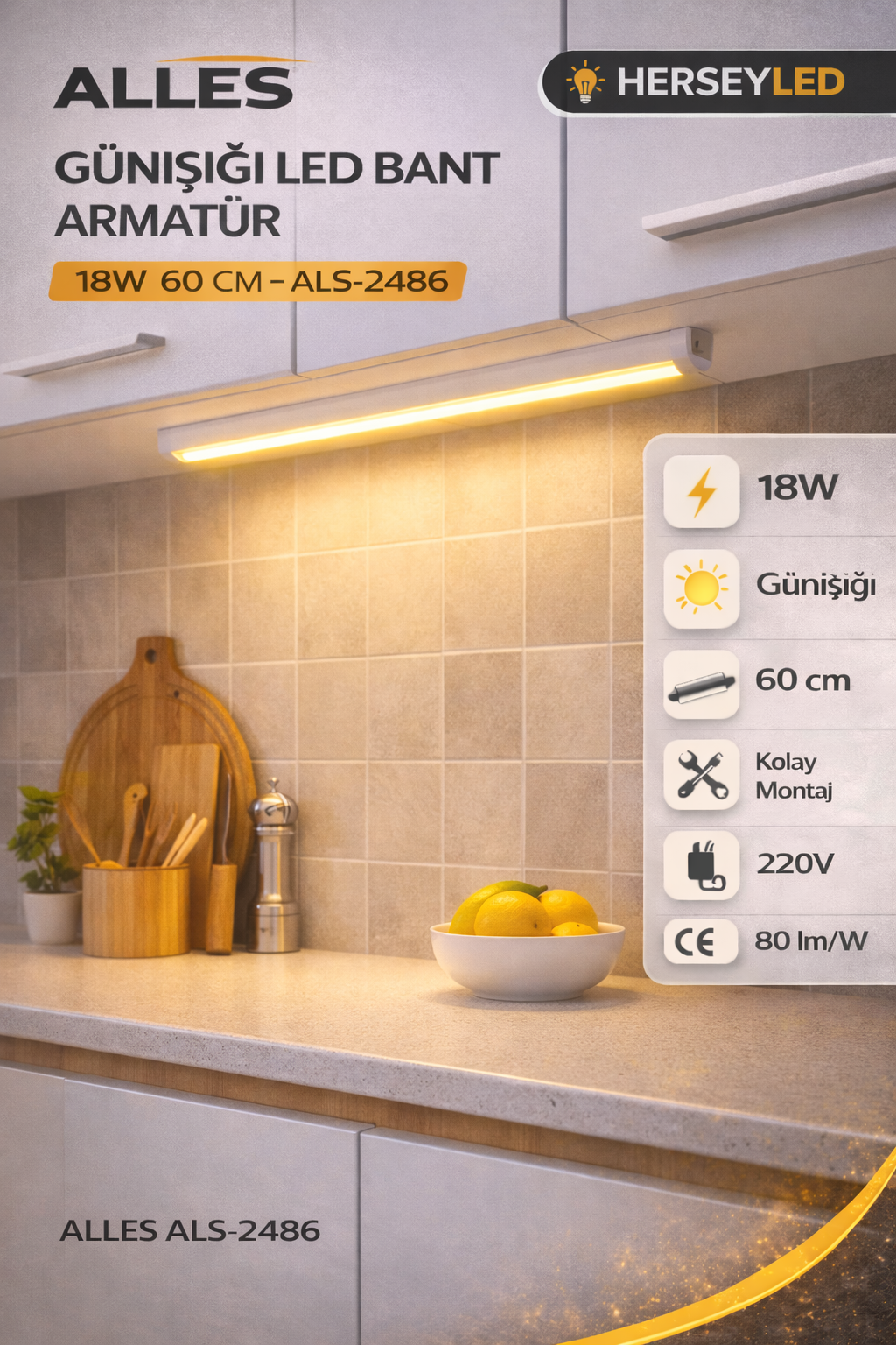 ALLES 18W 60CM GÜNIŞIĞI LED BANT ARMATÜR