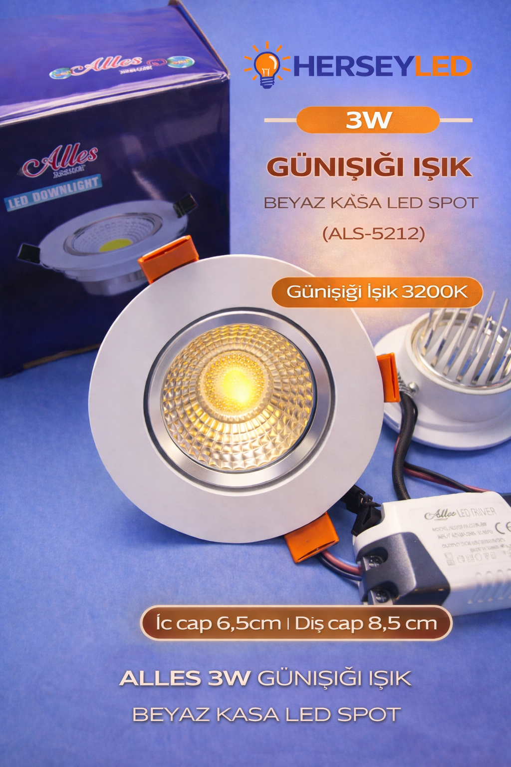 ALLES 3W GÜNIŞIĞI BEYAZ KASA LED SPOT