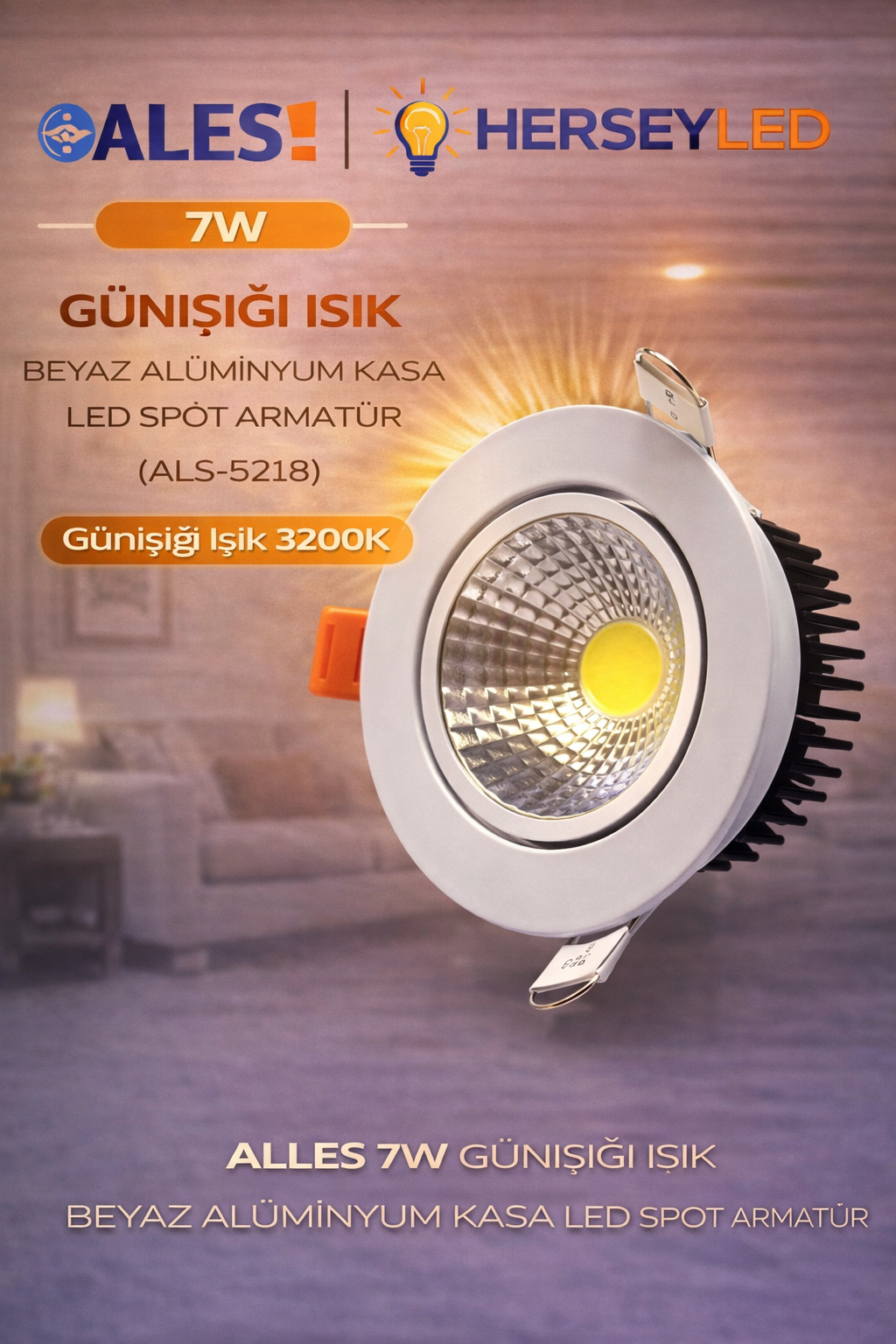 ALLES 7W GÜNIŞIĞI BEYAZ KASA LED SPOT ALS-5218