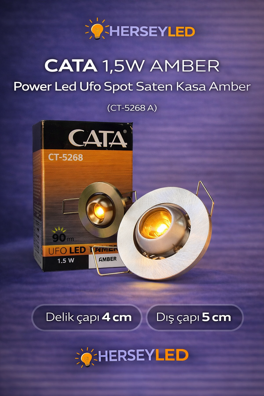 CATA 1,5W AMBER Power Led Ufo Spot Saten Kasa Amber CT-5268