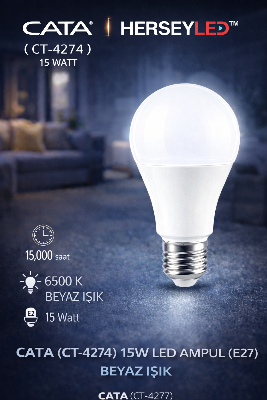 CATA 15W LED AMPUL (E27) BEYAZ IŞIK CT-4274 B