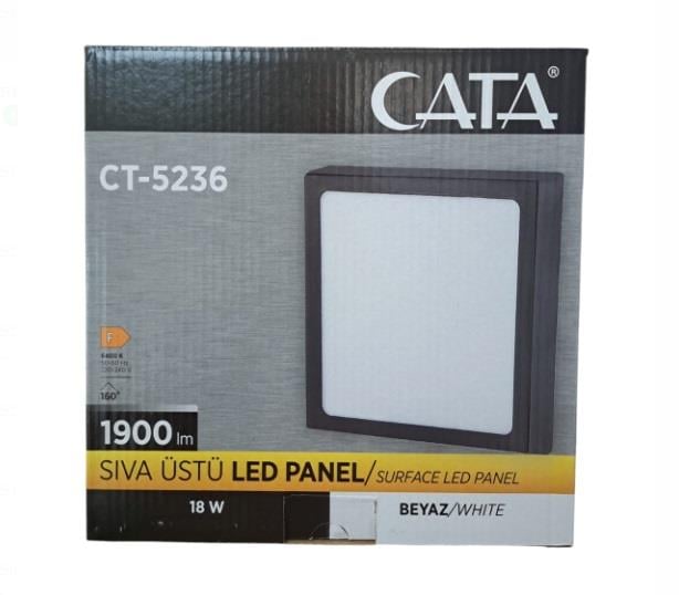 CATA 18W KARE SİYAH KASA BEYAZ IŞIK SIVA ÜSTÜ LED PANEL CT-5236 B