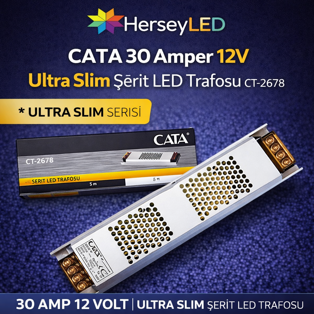 CATA 30 Amper 12v Ultra Slim Şerit Led Trafosu CT-2678