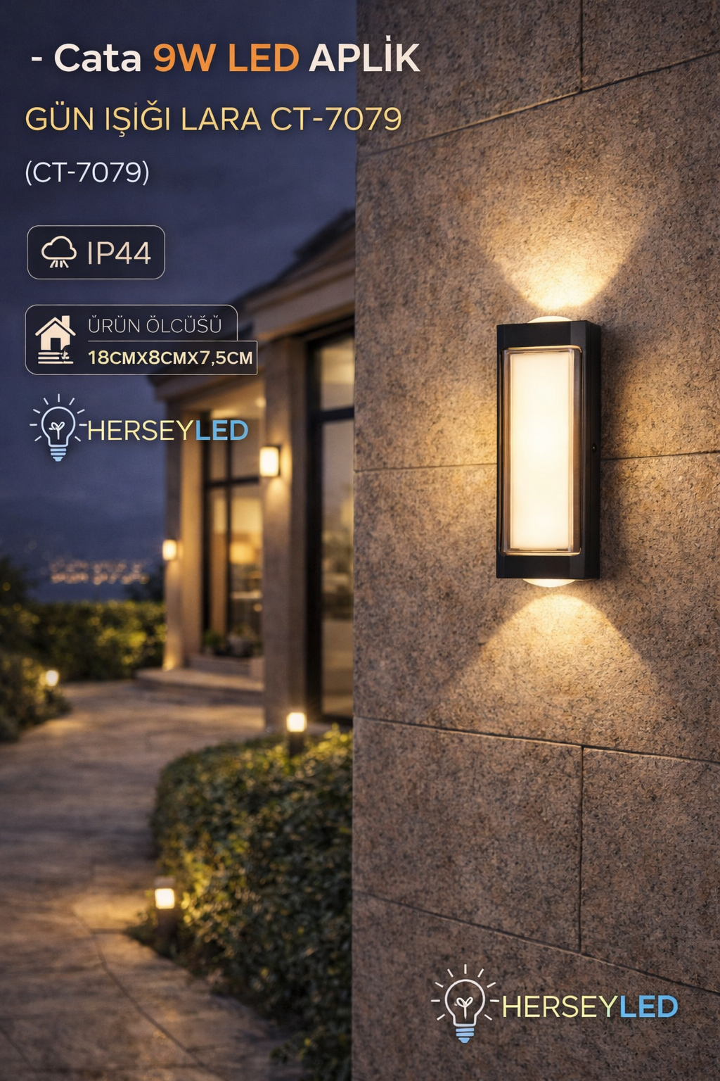 Cata 9W Led Aplik Gün Işığı Lara Ct-7079