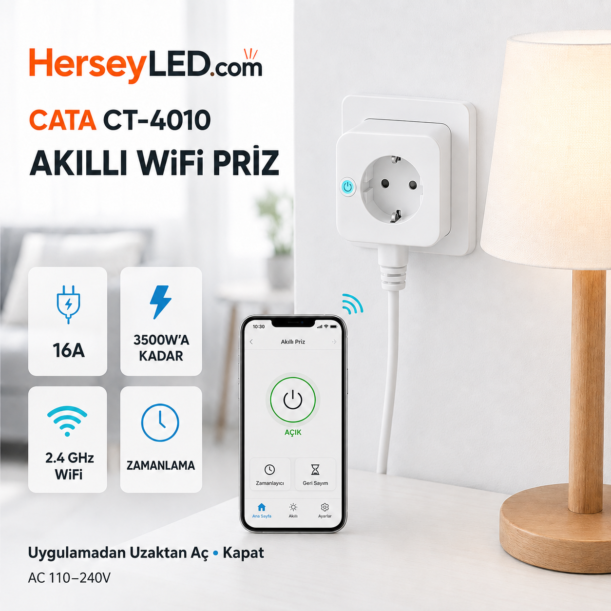 CATA Akıllı Wifi Priz Uzaktan Kontrol CT-4010