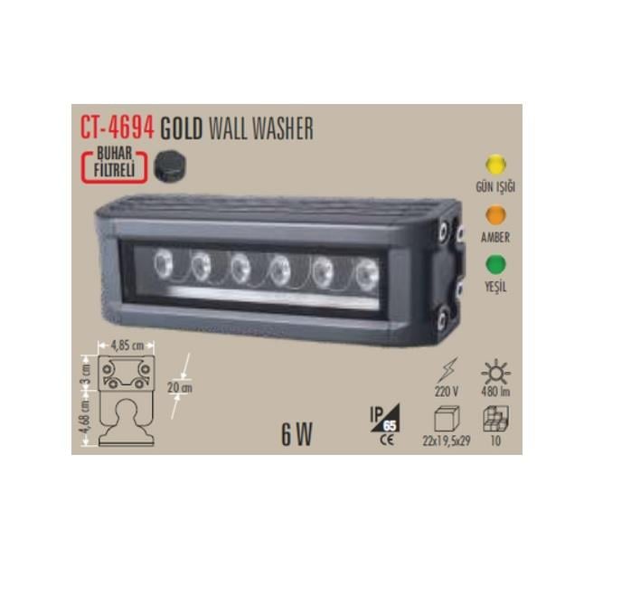 Cata AMBER 6 Watt Gold Wallwasher 20 cm CT-4694 A