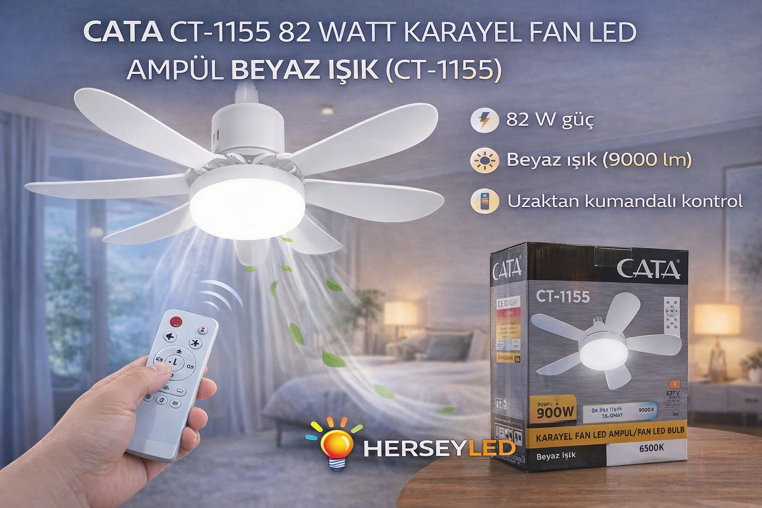 Cata CT-1155 82 Watt Karayel Fan Led Ampul Beyaz Işık
