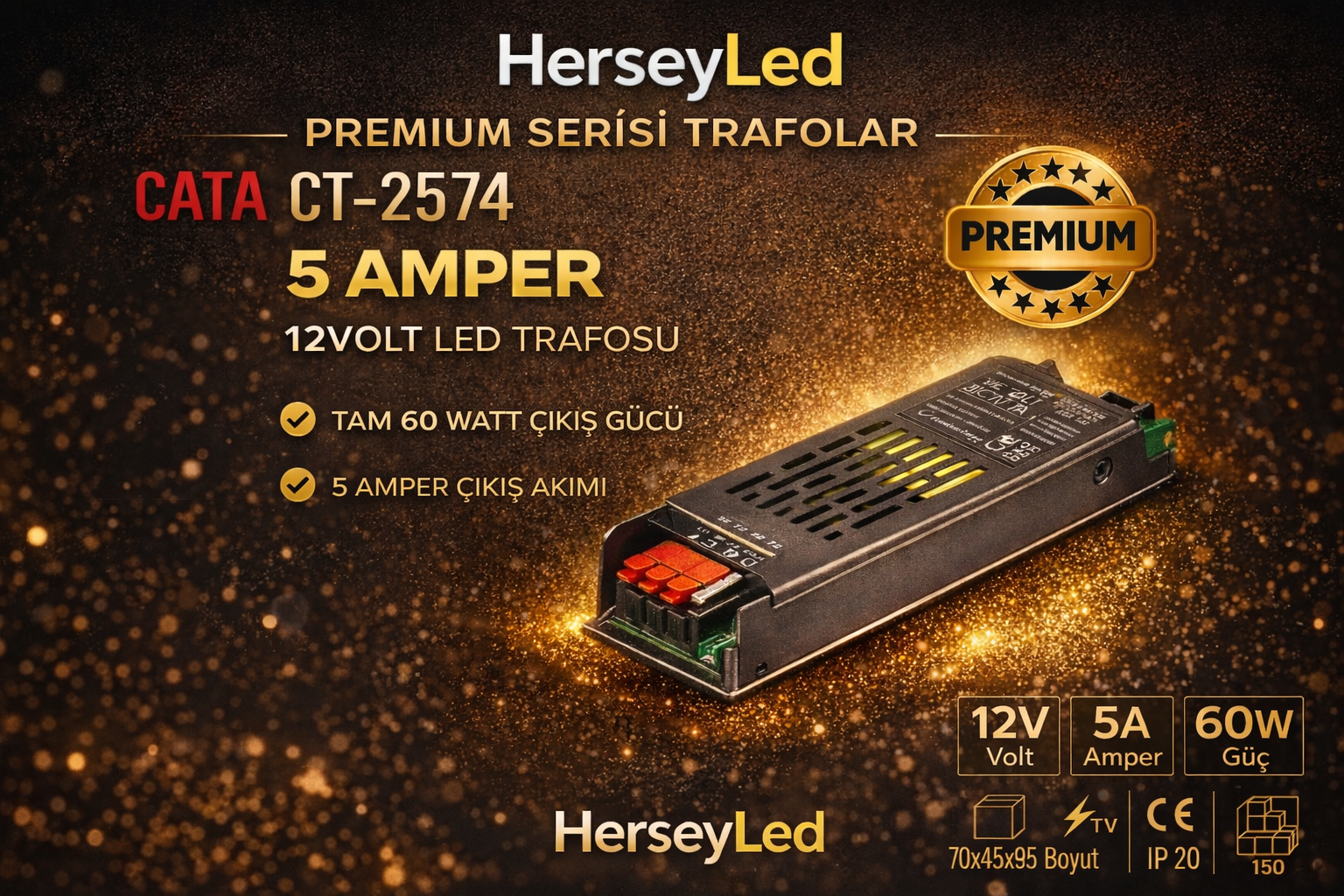 CATA CT-2574 12V 5AMPER 60W LED TRAFO