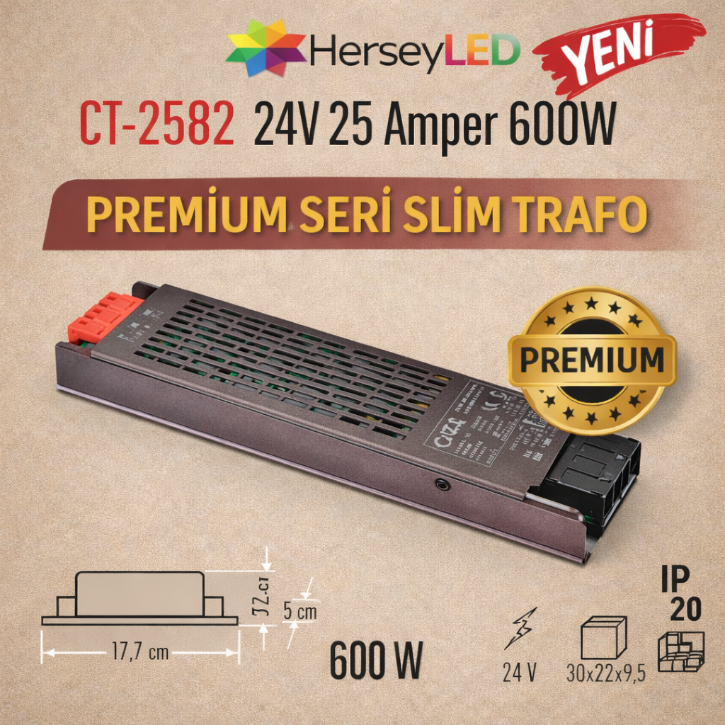 Cata CT-2582 24V 25 Amper 600W LED Trafo