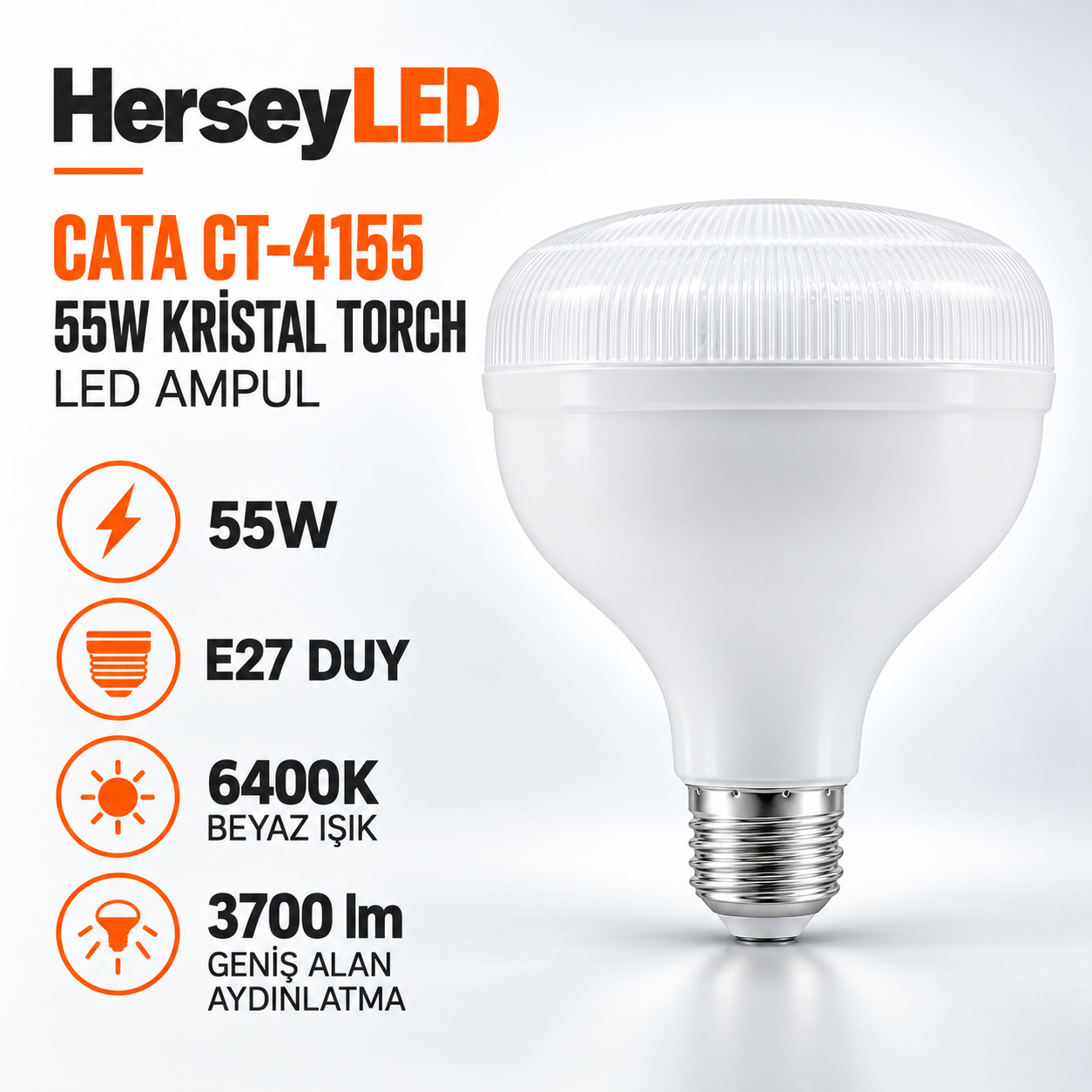 CATA CT-4155 55Watt  Kristal Led Torch Ampul E27 Beyaz ışık