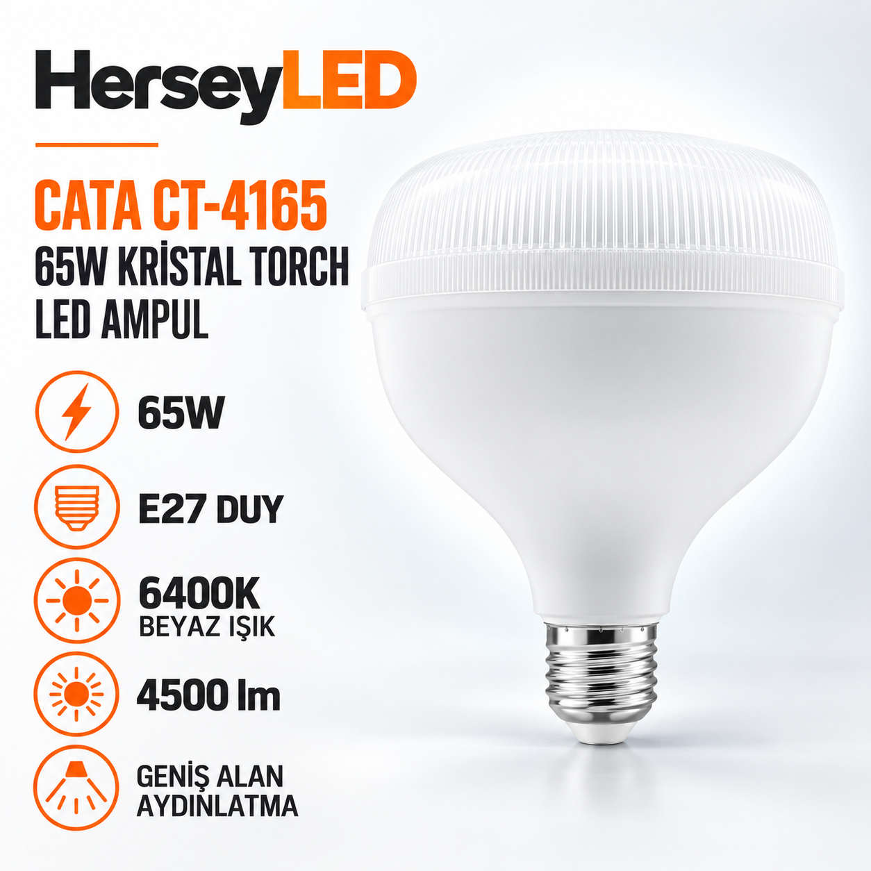 CATA CT-4165 65Watt  Kristal Led Torch Ampul E27 Beyaz ışık