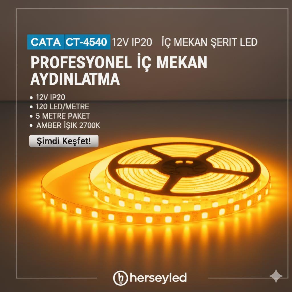 Cata CT-4540 12V 120 LED  Amber ışık  İç Mekan Şerit LED (5 Metre)