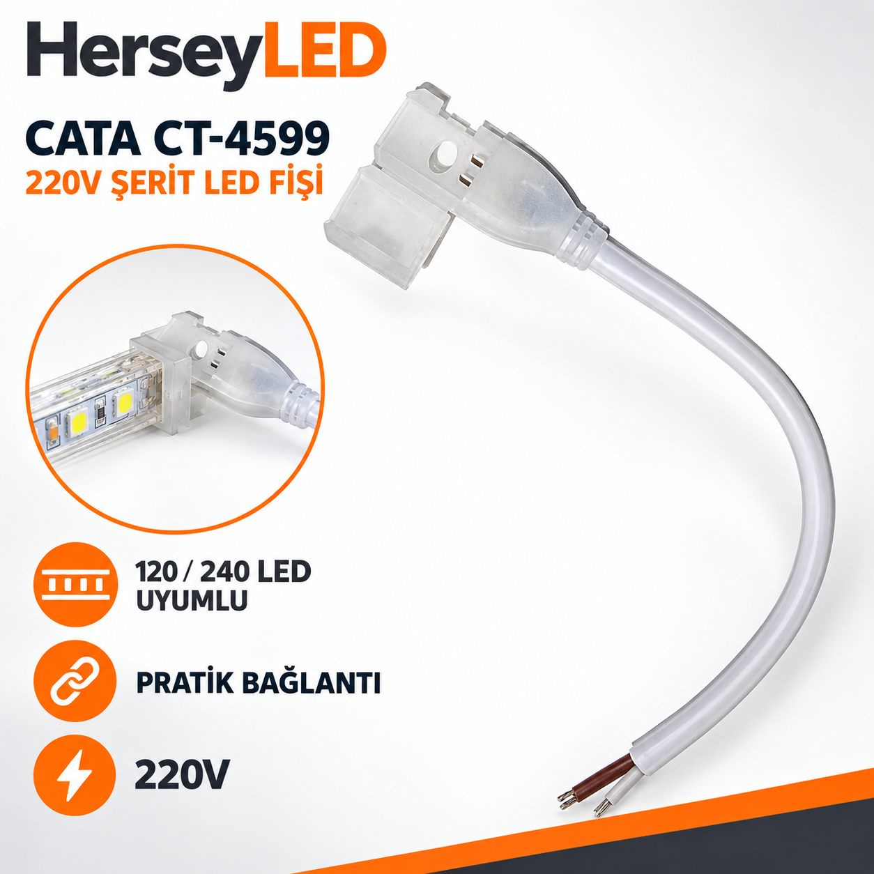 CATA CT-4599 240 LEDLİ 220V ŞERİT LED FİŞİ