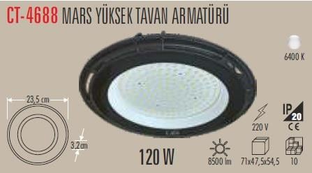 CATA CT-4688 120W Yüksek Tavan Armatürü 6400K Beyaz Işık
