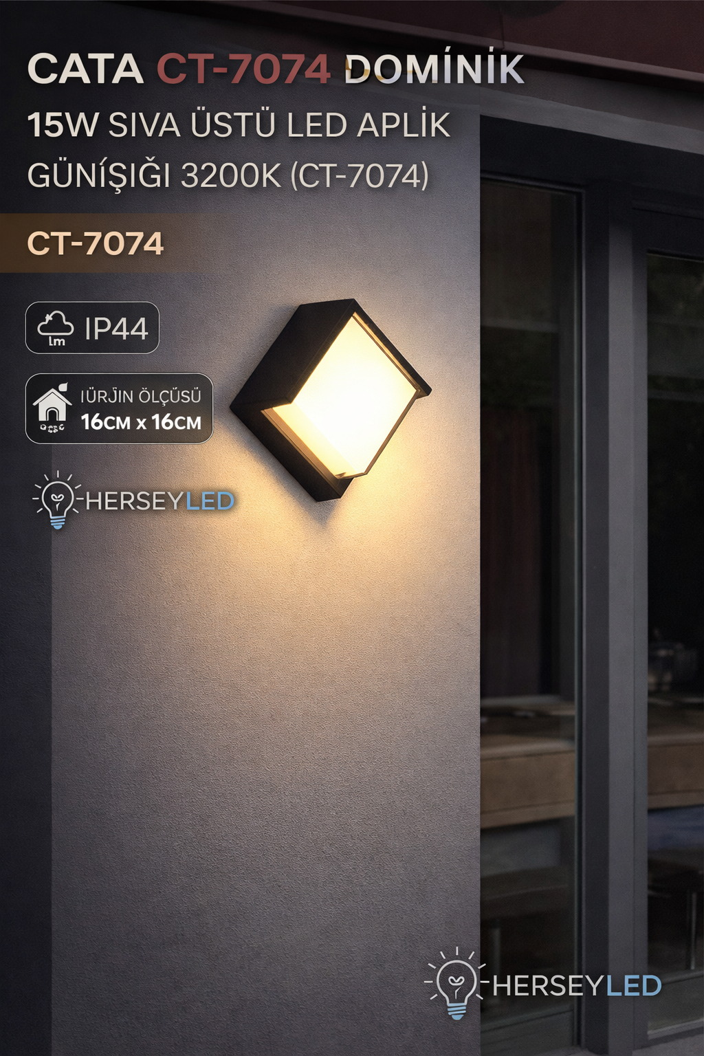 Cata CT-7074 Dominik 15w Sıva Üstü Led Aplik Günışığı 3200K
