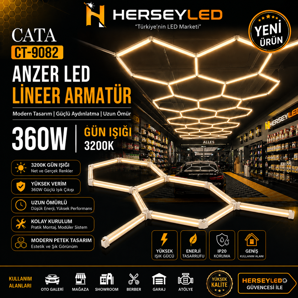 Cata CT-9082 Anzer LED Lineer Armatür GÜNIŞIĞI Işık 360W
