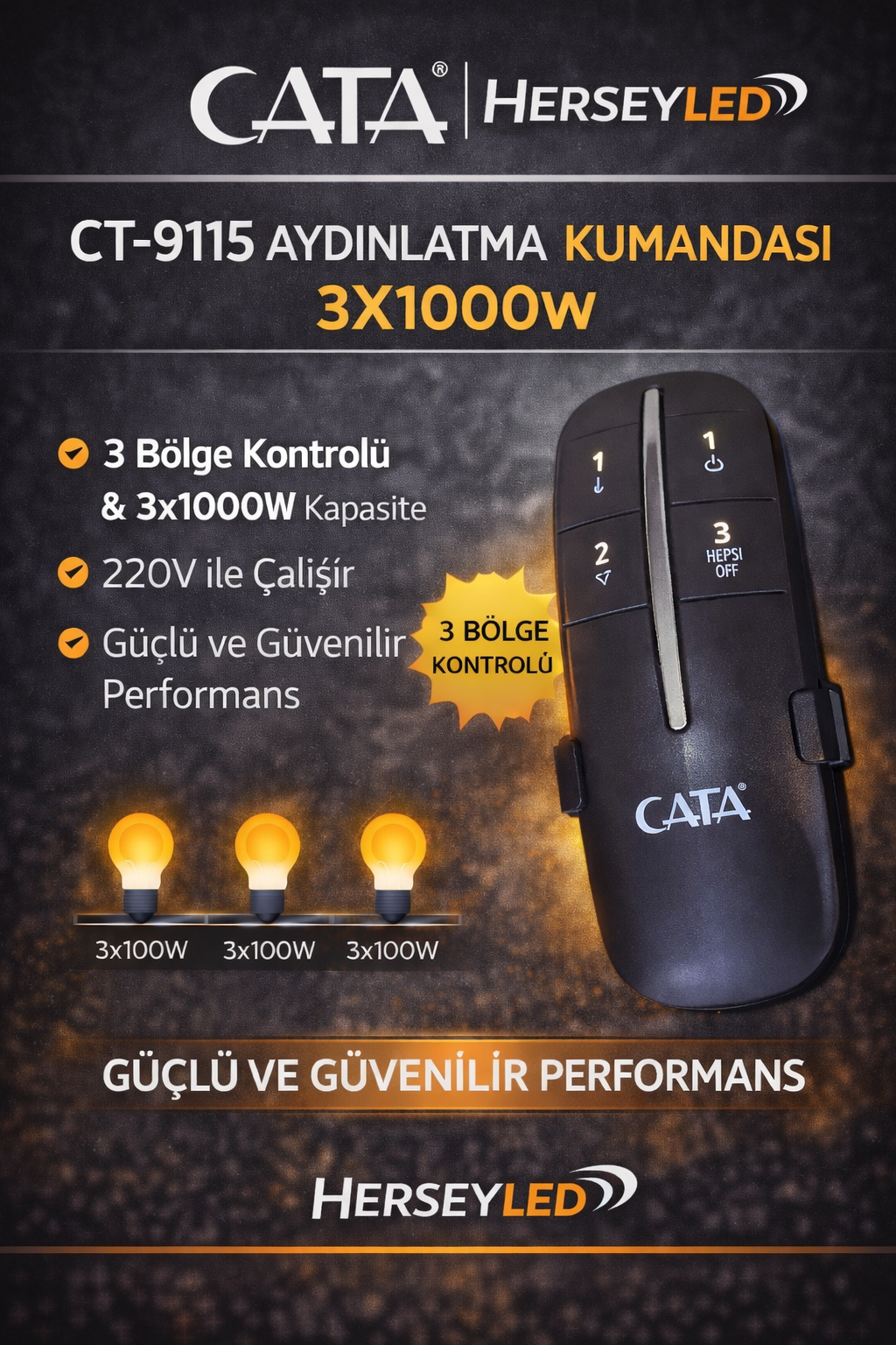 CATA CT-9115 AYDINLATMA KUMANDASI 3X1000W