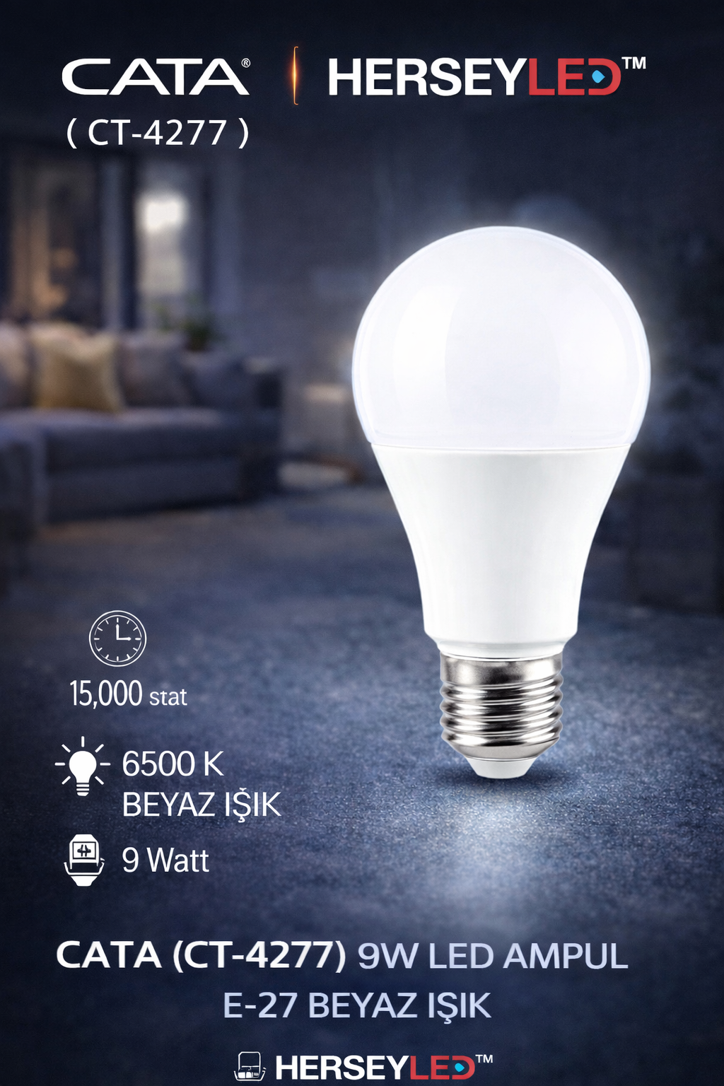 CT-4277 9W LED AMPUL E-27 BEYAZ IŞIK CATA
