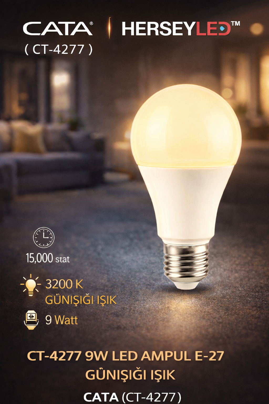 CT-4277 9W LED AMPUL E-27 GÜNIŞIĞI IŞIK CATA
